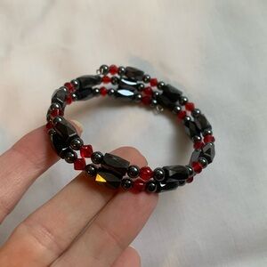 Adjustable Genuine Hematite Magnetic Strand Bracelet Grounding Healing Gemstone